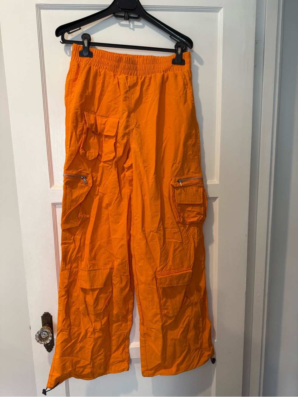 Fashion Nova Orange Cargo Track Joggers